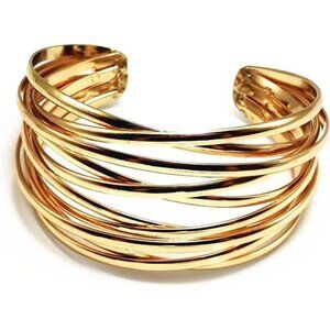 Chunky Gold Cuff Bracelet Gold Line Web Wrist Cuff Bangle Bracelet